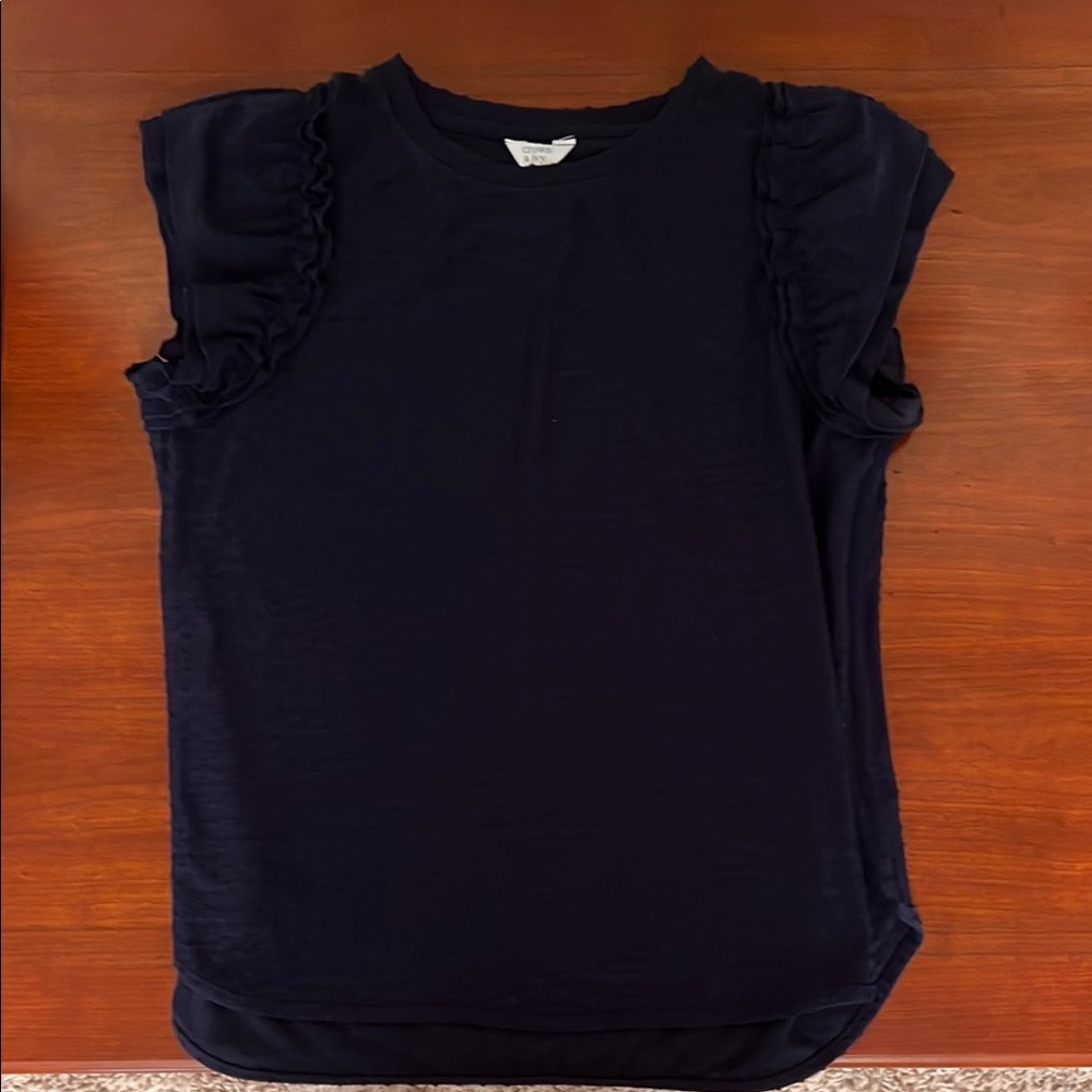 Crown & Ivy Blue Ruffled Blouse
